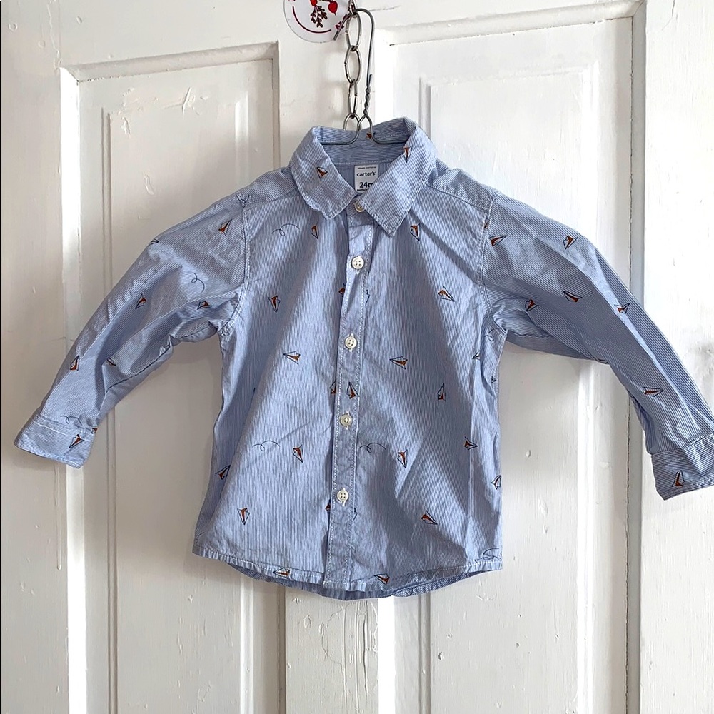 Carter's Blue Kids Shirt with Airplane Print